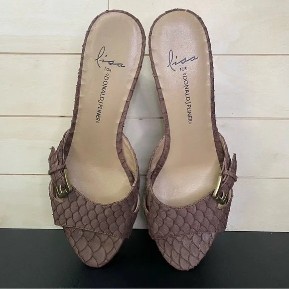 Donald Pliner Lisa Wedge Sandals Women's Size 7.5 Shoes Snakeskin Espadrille - Picture 8 of 11